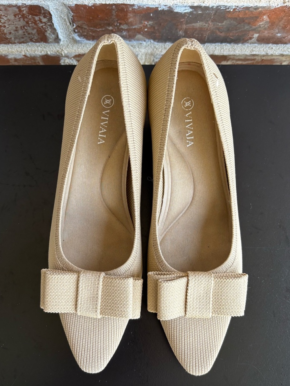 Vivaia Pointed-Toe Bow Block Heels Tan  Size  36